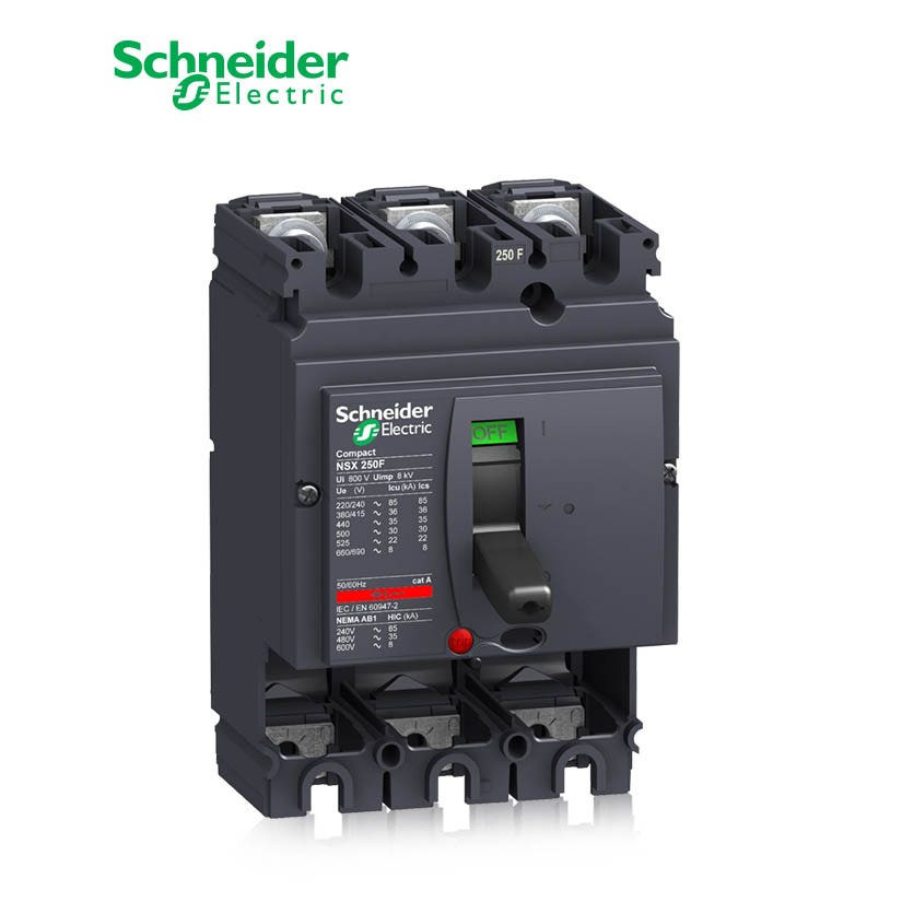 SCHNEIDER - MCCB Breaker Basic Frame, ComPact NSX250F, 250A, 3P, 36kA at 415 VAC 50/60 Hz, w/o Trip Unit