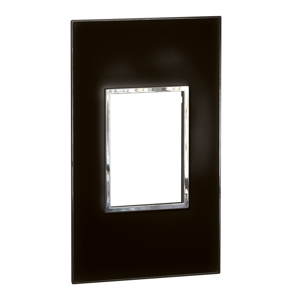 LEGRAND - Plate Arteor, British Standard, Square, 3 Modules, Mirror Black