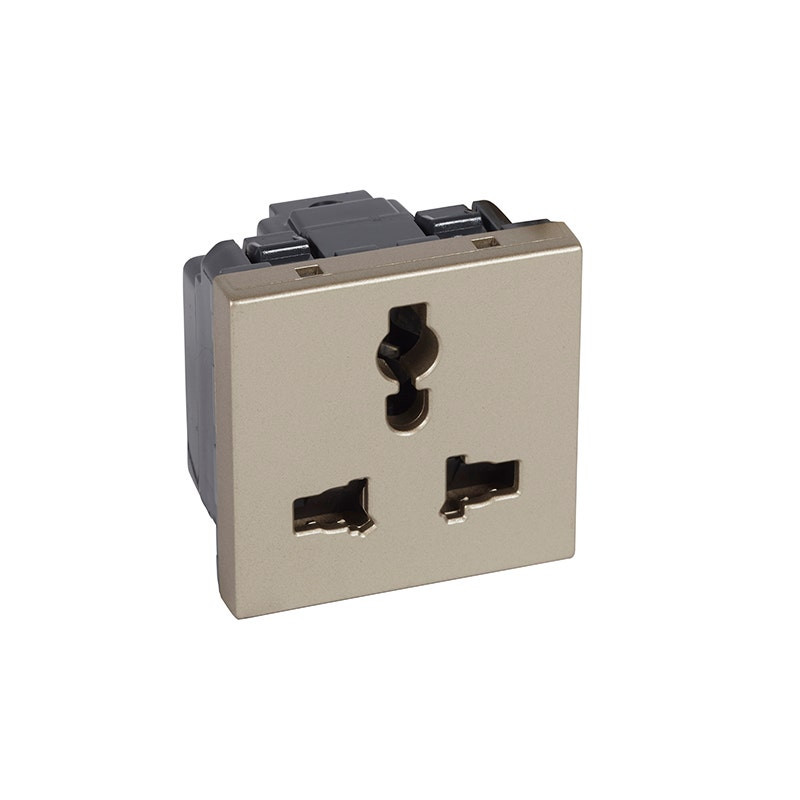 LEGRAND - Multi Socket Outlet Arteor, 13A/250V 15A/127V, 2P+E, Unswitched, 2 Modules, Champagne
