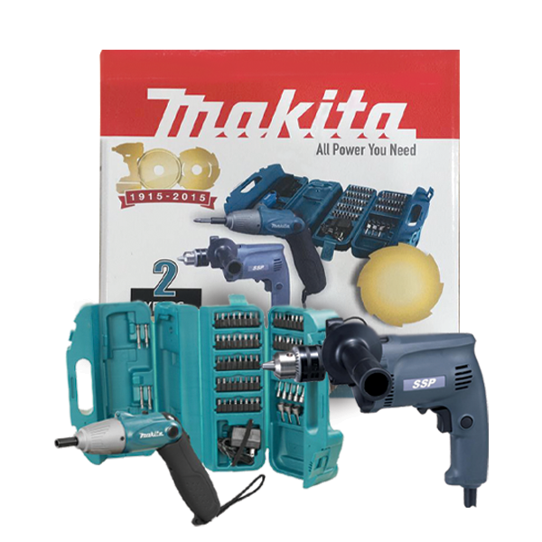 2 Piece Combo Kit: Hammer Drill, Chuck 13mm, For Steel , Wood , Masonry , 710W & Cordless Screwdriver With set 80 Pcs bit ,4.8V