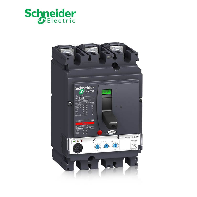 SCHNEIDER - MCCB Breaker, ComPact NSX100F, 36 kA at 415 VAC, MicroLogic 2.2 Trip Unit 40A, 3P 3d