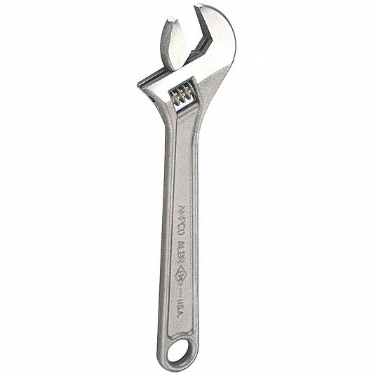 Adjustable Wrench, Aluminum Bronze, Natural, 10 in, Jaw Capacity 1 5/16 in, Plain