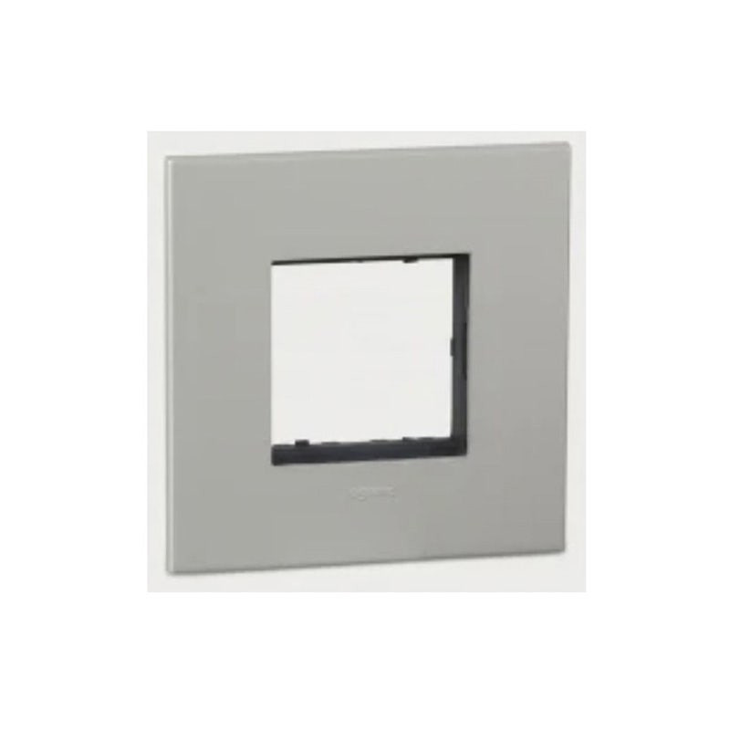 LEGRAND - Cover Plate with Frame Arteor, Indian , 2 Modules, Square, Pearl Aluminium