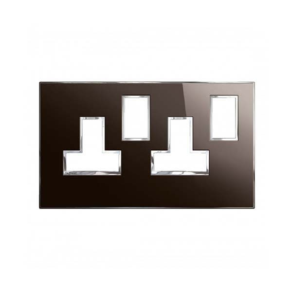 LEGRAND - Plate Arteor, for 13A Twin Switched Sockets 2 Gang, Square, BS, Reflective Black