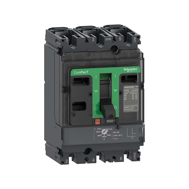 SCHNEIDER - MCCB Breaker, ComPacT NSX100F, 36kA at 415VAC, MA Trip Unit 50A, 3P 3D