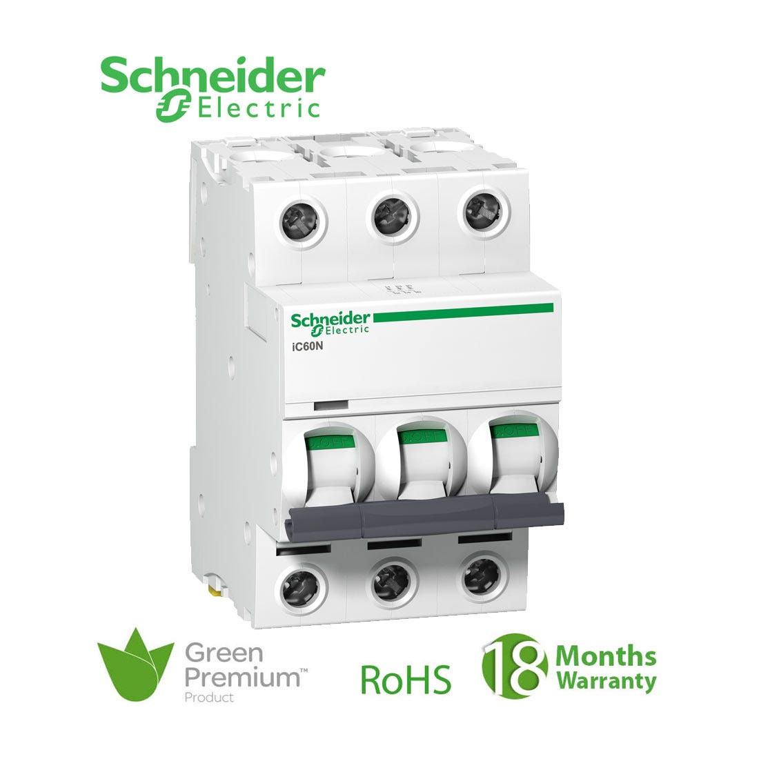 SCHNEIDER - MCB Breaker, Acti9 iC60N, 3P, 1A, C curve 