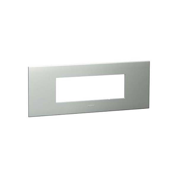 LEGRAND - Plate Arteor, Italian/French/German, Square, 6 Modules, Pearl Aluminium