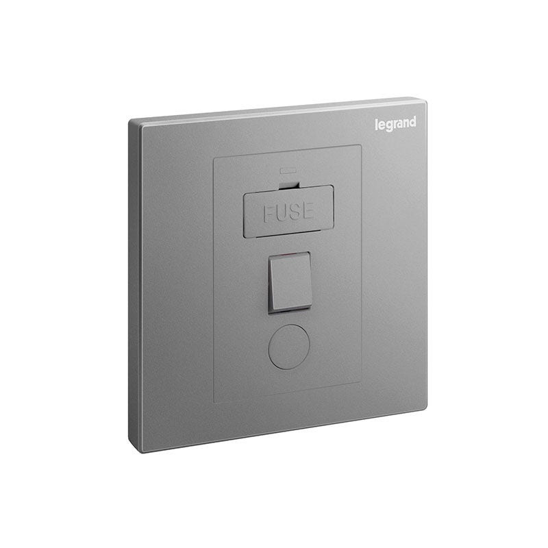 ليجراند - وحدة الاتصال المؤمنة Galion، مفرد، مفتاح، 13A، 250V، مع منفذ سلك، Dark Silver