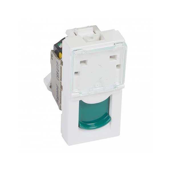LEGRAND - Data Socket Arteor, RJ45, Cat.6A, UTP, 1 Module, White, Green Shutter