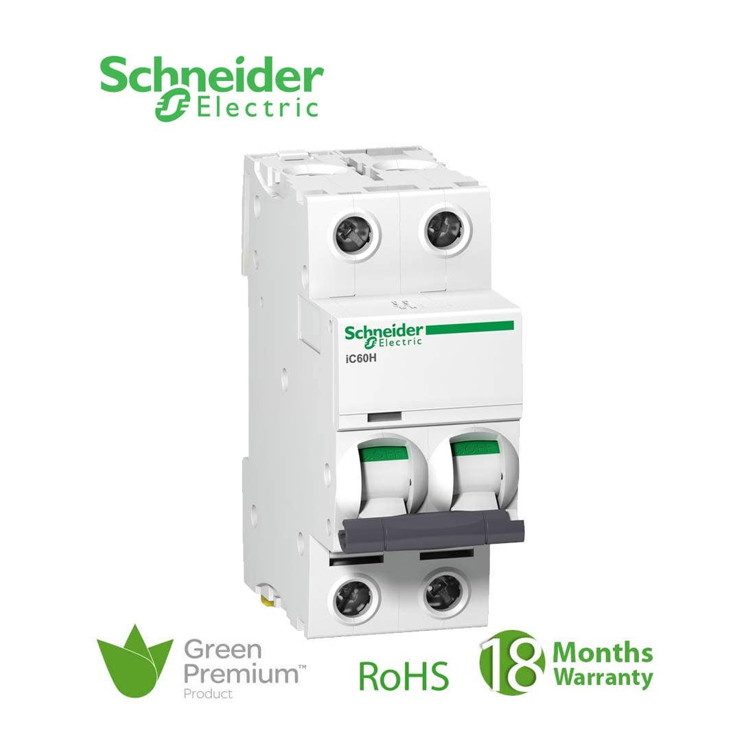 SCHNEIDER - MCB Breaker, Acti9 iC60H, 2P, 32A, C curve 