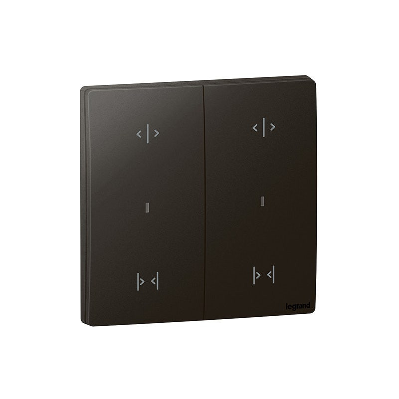 LEGRAND - Wired Curtain/Roller Blind Switch Mallia Senses, 2 Gang with Neutral, Matt Black