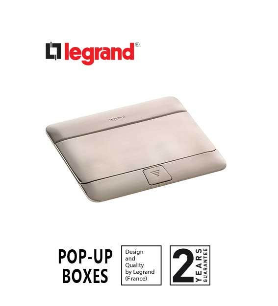 LEGRAND - Pop-Up Box to Be Equipped, 4 Modules, Brushed Stainless Steel Finish
