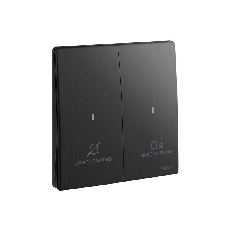 LEGRAND - Internal Room Controller Push Button Mallia Senses, DND/MUR, 250V + 12V DC LED, Brushed Black