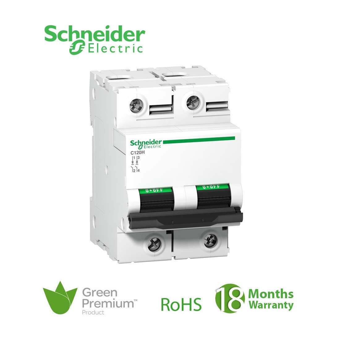 SCHNEIDER - MCB Breaker, Acti9 C120H, 2P, 63A, C curve