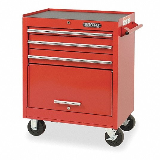 Rolling Cabinet, Number of Drawers 3 Drawer, Red