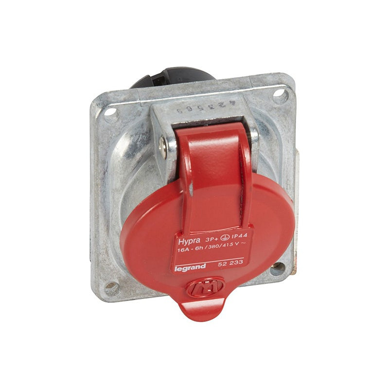 LEGRAND - Socket Inclined Outlet Hypra, Panel Mounting, IP44, 16A, 380/415V~, 3P+E, Metal