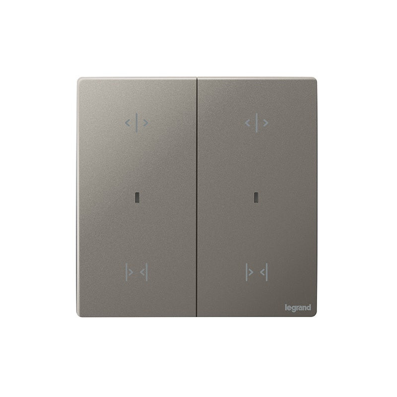 LEGRAND - Wired Curtain/Roller Blind Switch Mallia Senses, 2 Gang with Neutral, Dark Silver