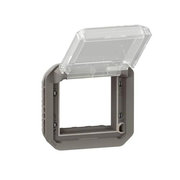 LEGRAND - Mosaic Adaptor Plexo, IP55, for 2 Module, with Transparent Flap, Mechanism, Anthracite