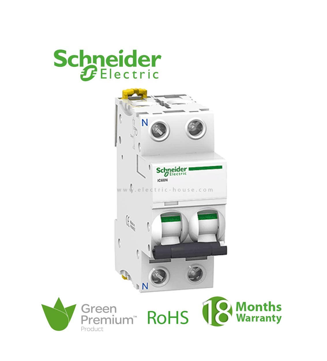 SCHNEIDER - MCB Breaker, Acti9 iC60N, 2P, 10A, C curve 