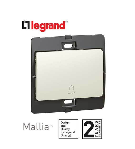 DISCONTINUED LEGRAND - Push-Button Mallia, N/O Contact, with Bell Symbol, 10 A, 250 V~, Pearl