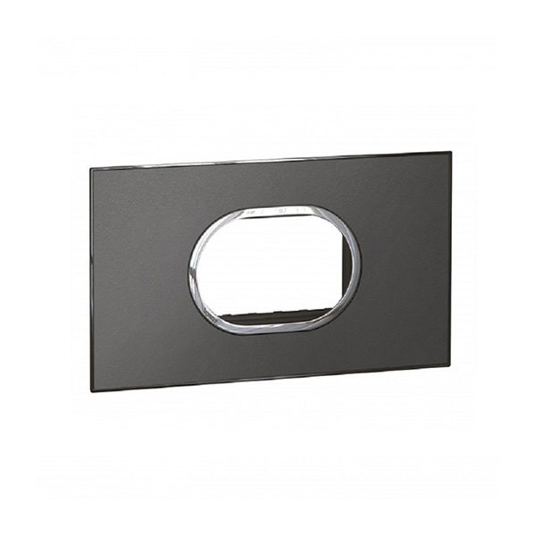 LEGRAND - Plate Arteor, BS, Round, 3 Modules, 2 Gang, Brushed Metal Black