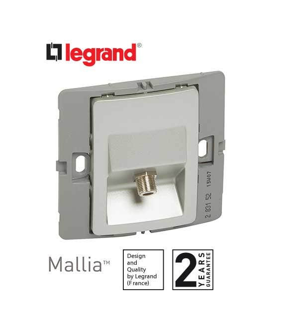 DISCONTINUED LEGRAND - TV Socket Mallia, Female 'F' Type Socket, Silver