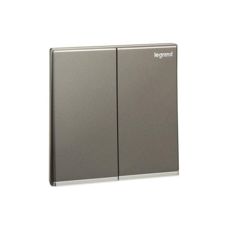 LEGRAND - Switch Galion, 2 Gang, 1 Way, 16AX, 250V, with Silver Barre, Dark Silver