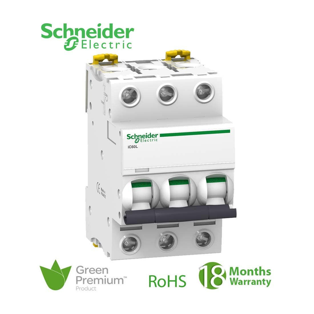 SCHNEIDER - MCB Breaker, Acti9 iC60L, 3P, 16A, C curve