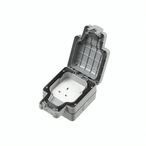Single socket 13 amp with switch - dust and water resistant from MK
