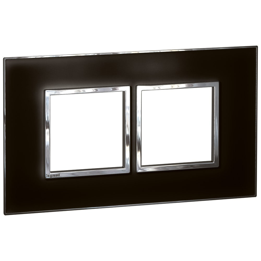 LEGRAND - Plate Arteor, British Standard, Square, 4 Modules, Mirror Black