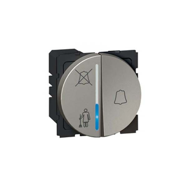 LEGRAND - Indicator Lamp and Bell Push Arteor for Hotel, Round, 2 Modules, Magnesium