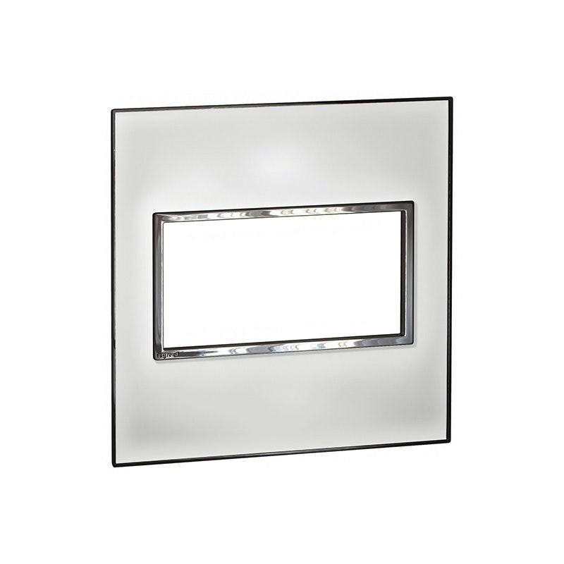 LEGRAND - Plate Arteor, Italian/US, 4 Modules, Square, 4''x4'', Mirror White