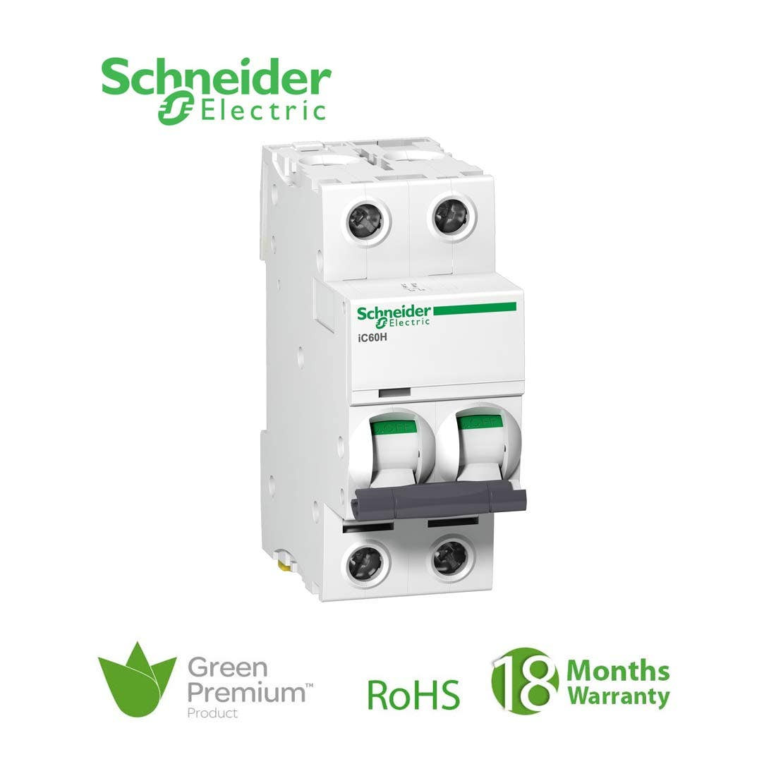 SCHNEIDER - MCB Breaker, Acti9 iC60H, 2P, 50A, D curve 