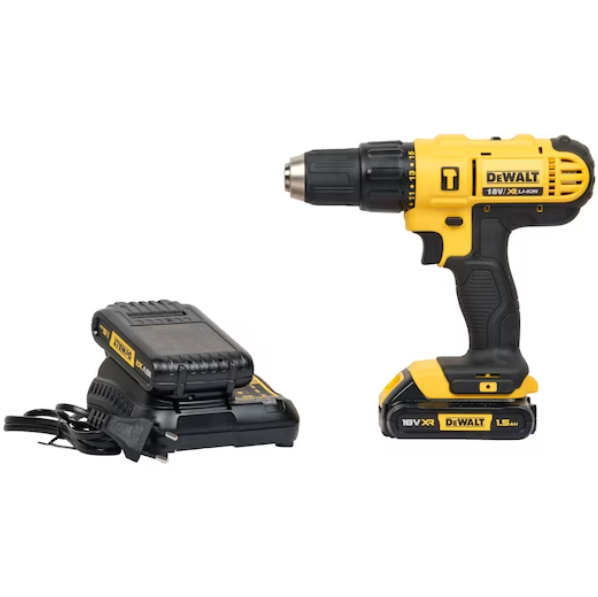 DEWALT 18V 1.5Ah 13mm Cordless Hammer Drill + 100 Drill Bit Set (DCD776S2A-B5 and DT71563-QZ)