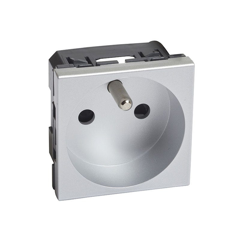 LEGRAND - Socket Outlet Arteor, French, 10A/16A, 250V, 2P+E, 2 Modules, Shuttered, Aluminium