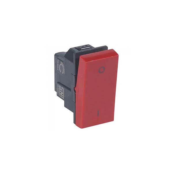 LEGRAND - Double Pole Switch Arteor, 20A, Square, 1 Module, Red