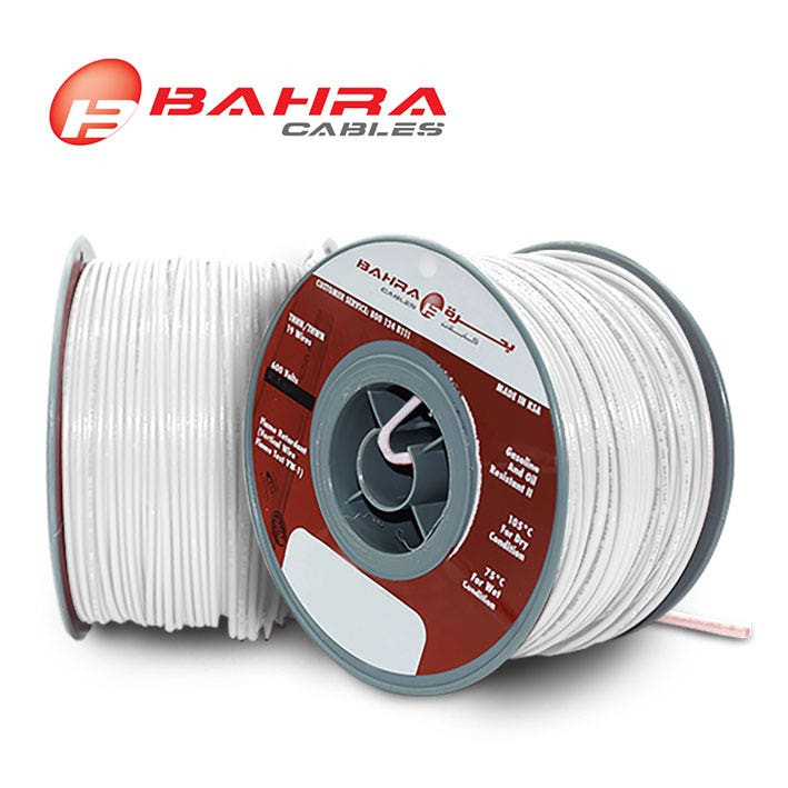 بحرة - سلك كهربائي نحاس - المواصفات الأمريكية - THHN - مقاس 14 AWG - أبيض - 600 فولت - 152.44 متر