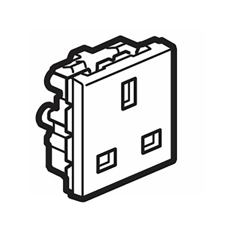 LEGRAND - Socket Mosaic Antimicrobial, BS, 2 Way, 13A, 250V, 2 Modules, Grey