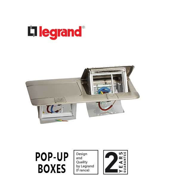 LEGRAND - Pop-Up Box to Be Equipped, 2 x 3 Modules, Brushed Stainless Steel Finish