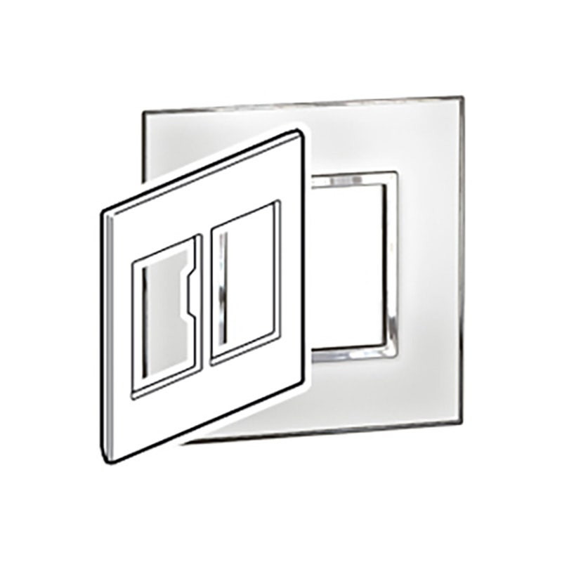 LEGRAND - Plate Arteor, Italian/US, 2x3 Modules, Square, 4''x4'', Horizontal/Vertical, Mirror White