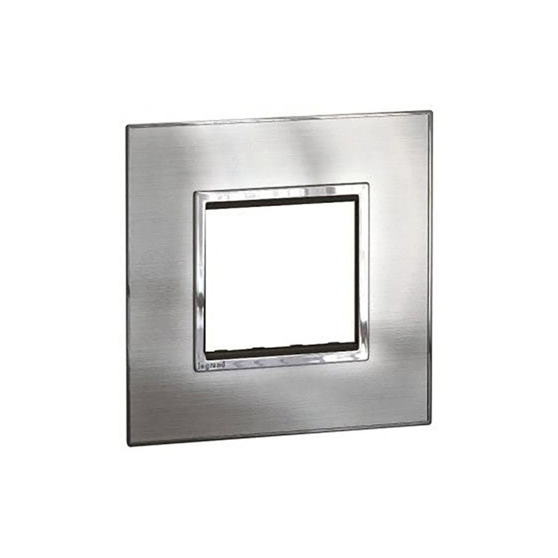LEGRAND - Cover Plate with Frame Arteor, Indian , 2 Modules, Square, Stainless Steel