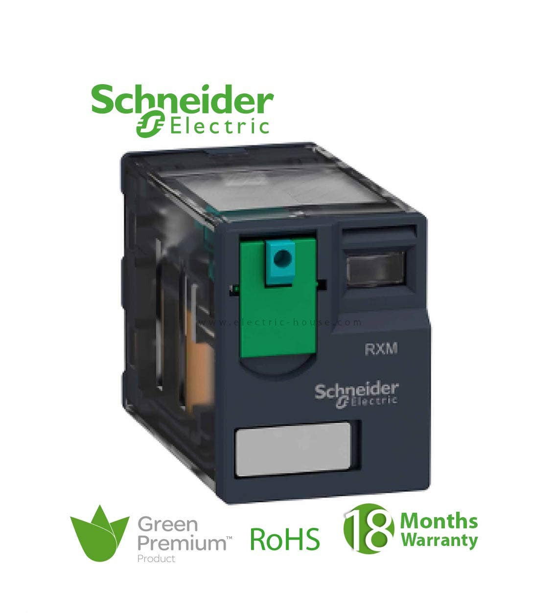 SCHNEIDER - Miniature Plug-In Relay, Zelio RXM 4 C/O 24 V DC 6 A With Led