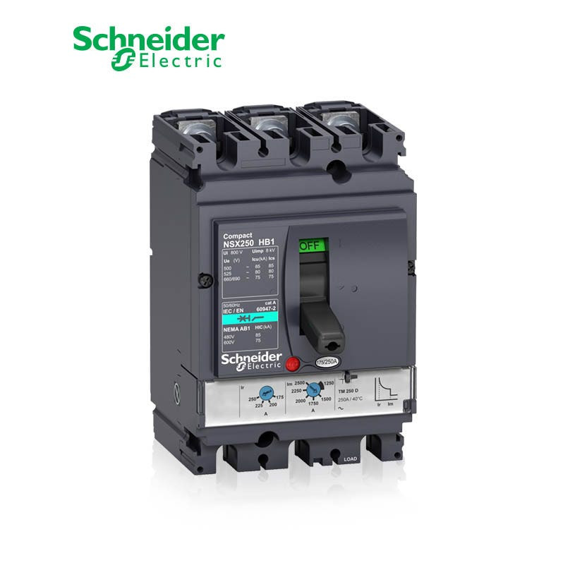 SCHNEIDER - MCCB Breaker, ComPact NSX100HB1, 3P 3d, 75 kA at 690 VAC, TMD Trip Unit 40A