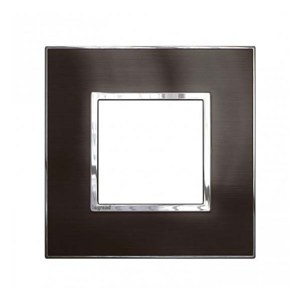 LEGRAND - Plate Arteor, BS, Square, 2 Modules, Brushed Metal Black