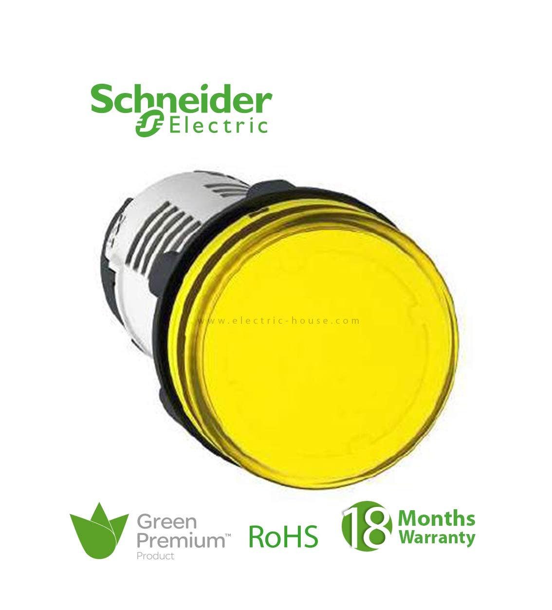 SCHNEIDER - Pilot Light, Led, Yellow, 230V