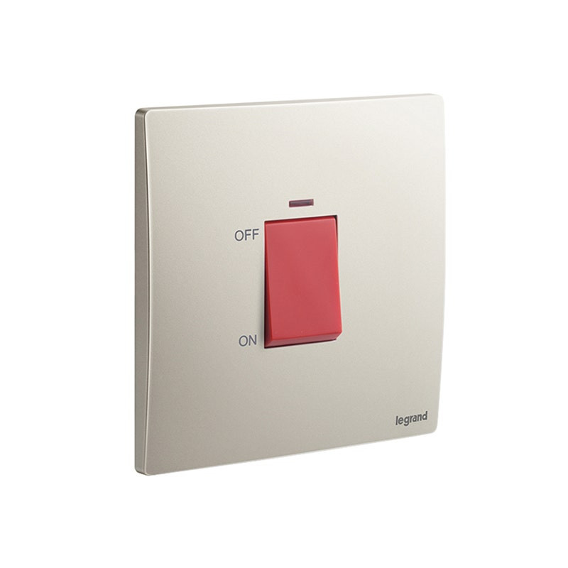 LEGRAND - Double Pole Switch Mallia Senses, HK, 1 Gang, 1 Way, 32A, 250V, with Red Indicator, Champagne