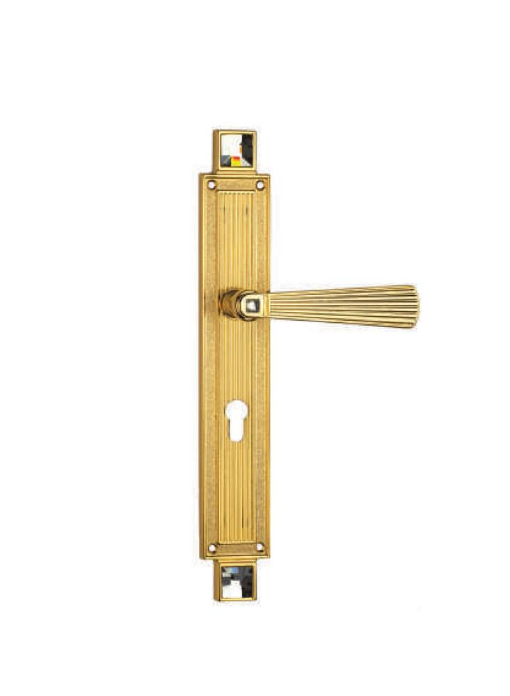 1058 Gold Doorknob with Kali Blue Crystal