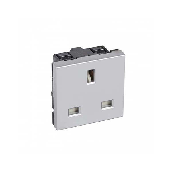 LEGRAND - Socket Arteor, BS, 13A, 2P+E Switched, Square, 2 Modules, Aluminium