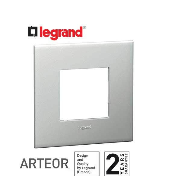 LEGRAND - Plate Arteor, British Std, Square, 2 Modules, Pearl Aluminum