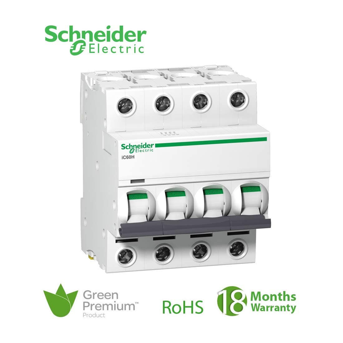 SCHNEIDER - MCB Breaker, Acti9 iC60H, 4P, 63A, C curve 